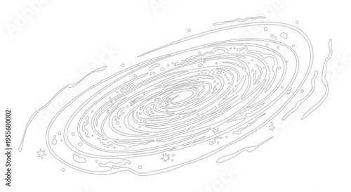 Abstract Spiral Galaxy Outline on White Background