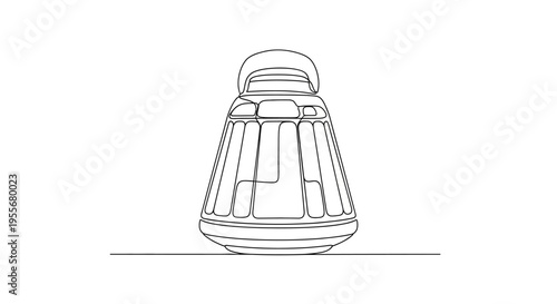 Space capsule outline drawing on white background