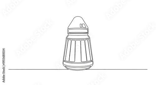 Baby Bottle Line Art, Simple Outline Drawing of Feeding Bottle on White Background