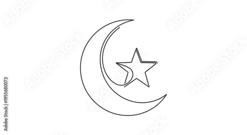Crescent Moon and Star Outline Icon