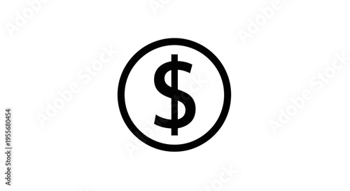Black dollar sign symbol enclosed within a circular outline on a plain white background, representing currency or finance.