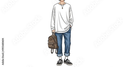 Young man with a backpack on.
