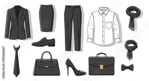 Black and white business clothing accessories.