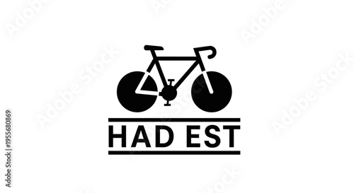 Bicycle Logo with Text "HAD EST" on Isolated White Background