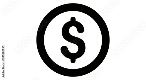 Dollar Sign in a Circle Icon, US Currency and Finance Symbol on Isolated White Background
