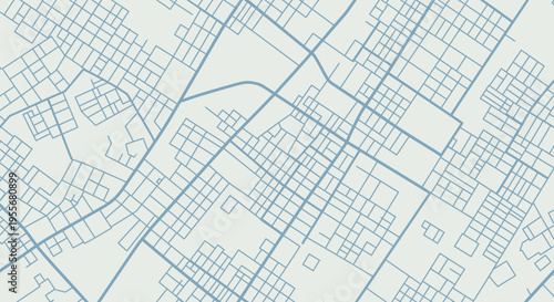 Abstract City Map Grid Line Art, Urban Street Network Background Illustration