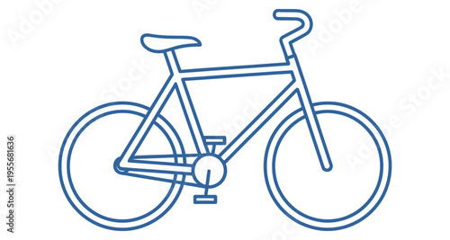 Blue line art bicycle outline on white background simple graphic clean vector