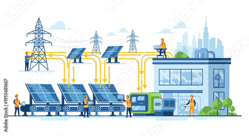 Solar Energy Grid System: Renewable Power Generation, Smart Electricity Distribution, and Green Technology for Modern Urban Infrastructure