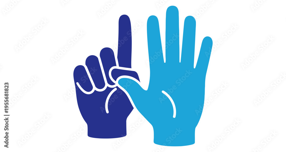 Fototapeta premium Counting Fingers Hand Gestures Showing One and Four Fingers Up