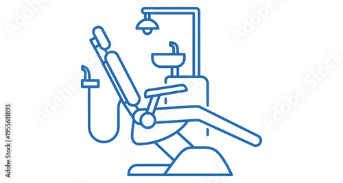 Dental Chair Equipment Clean Line Art Icon for Clinic and Medical Services