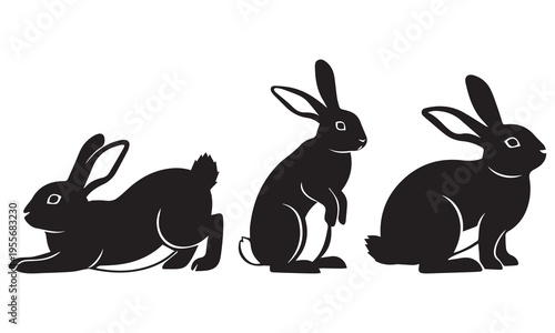 Easter sunday rabbits silhouette black easter bunnies