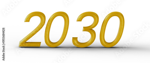 Text 2030 in golden color i...