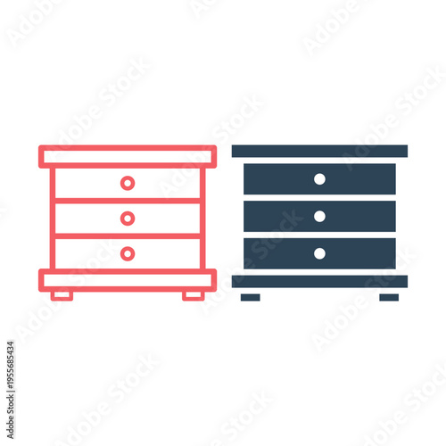 Cupboard icons set. Wardrobe furniture cabinet vector template.