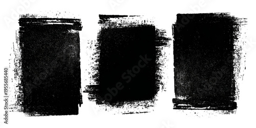 Grungy brush stroke texture set with black paint splashes. ink stains rough artistic background creative design.