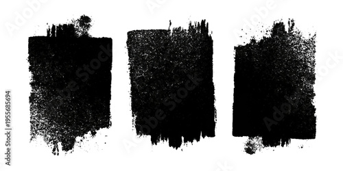 Grungy brush stroke texture set with black paint splashes. ink stains rough artistic background creative design.