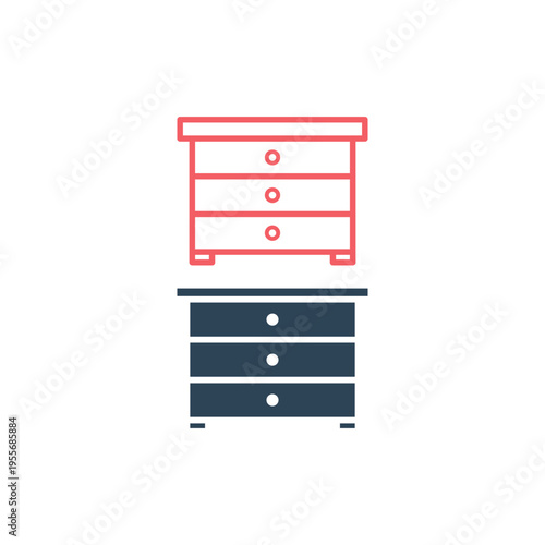 Cupboard icons set. Wardrobe furniture cabinet vector template.