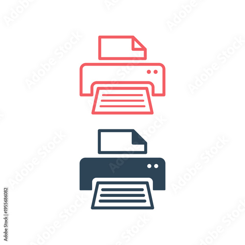 Printer vector icons set. Illustration isolated for graphic and web design.