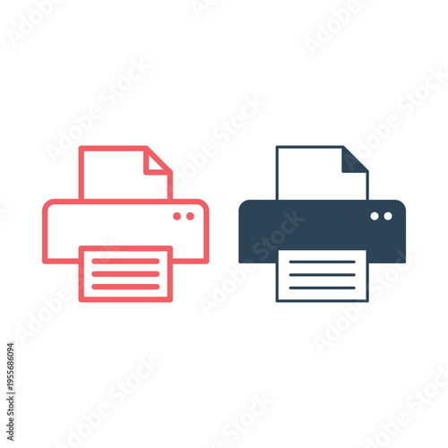 Printer vector icons set. Illustration isolated for graphic and web design.