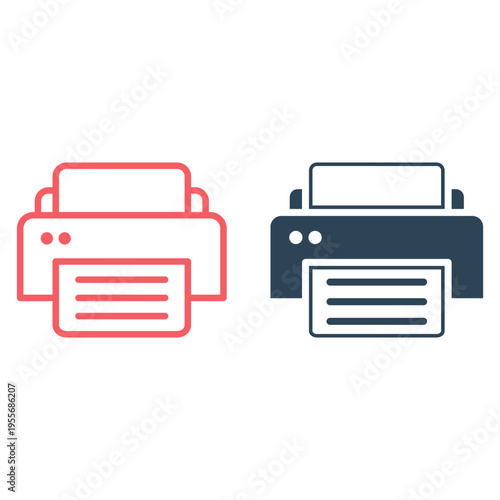 Printer vector icons set. Illustration isolated for graphic and web design.