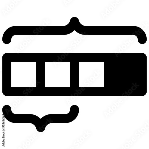 Tape diagram. Outlined stroke vector icon with black-filled details.