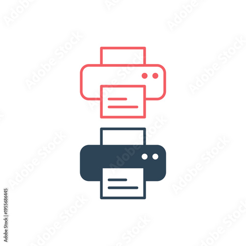 Printer vector icons set. Illustration isolated for graphic and web design.