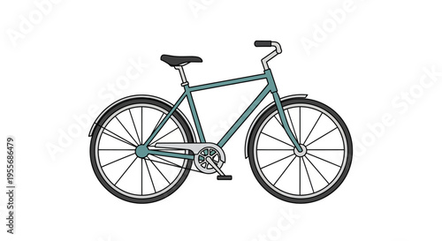 Green bicycle with black seat.