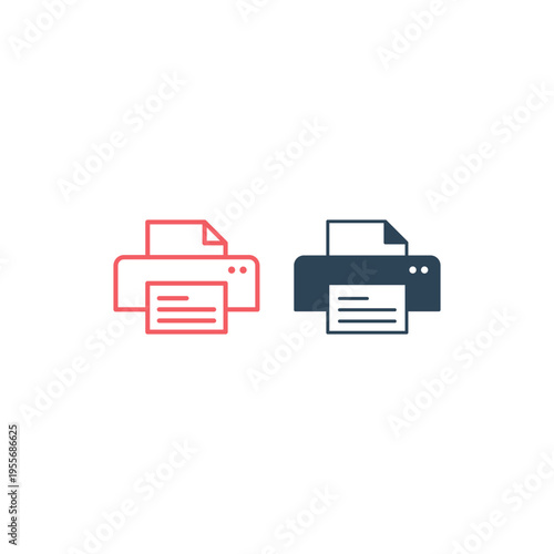 Printer vector icons set. Illustration isolated for graphic and web design.