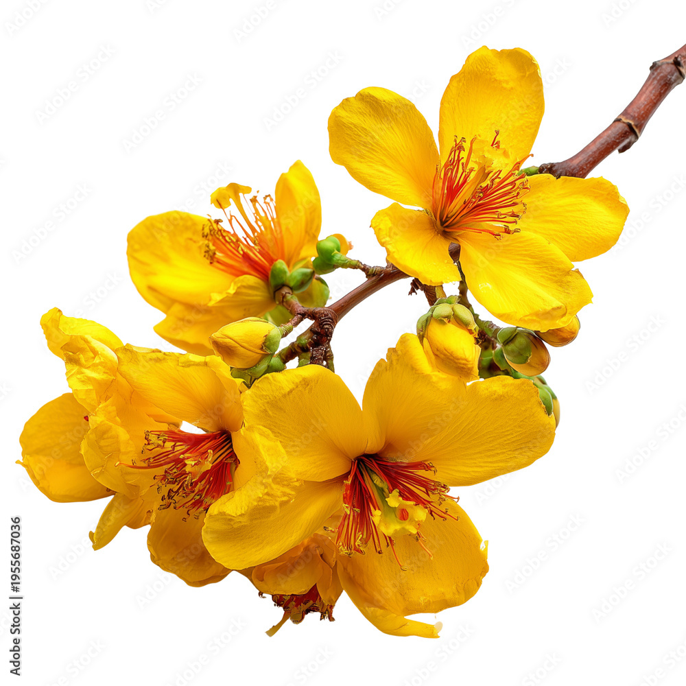 Obraz premium bright yellow ochna flower on transparent png background