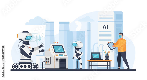 The Future of Industry: AI Robotics, Automation, and Human Oversight in Smart Manufacturing Factory