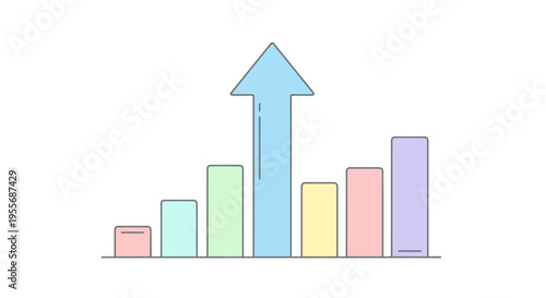Colorful bar chart with arrow graph.