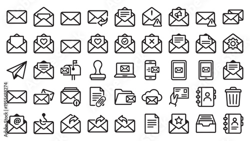 Comprehensive Set of Email and Messaging Service Icons