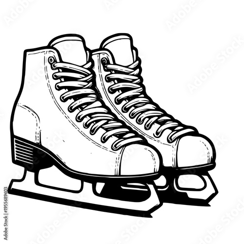 A pair of ice skates with laces