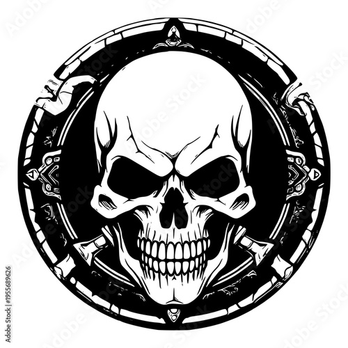 A skull with a menacing grin on its face