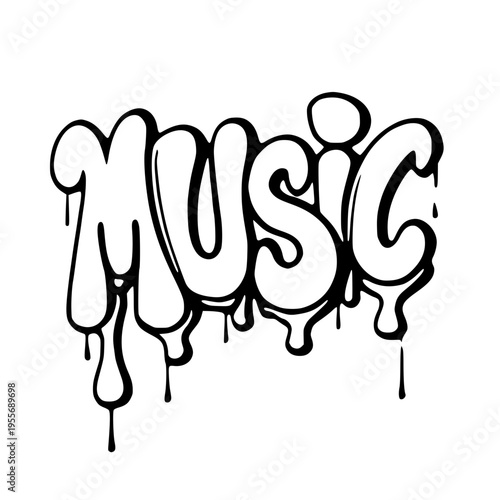 A graffiti style music text
