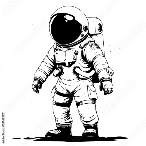A cartoon astronaut standing on the moon
