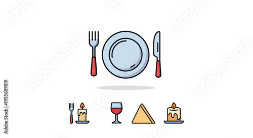 Flat design of table setting icons.