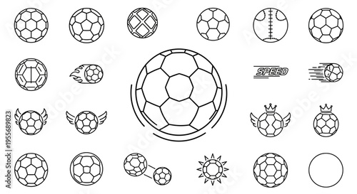 Collection of soccer balls icons.