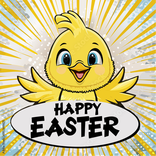 Frohe Ostern Grußkarte mit Küken und Schriftzug