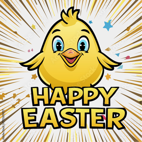 Frohe Ostern Grußkarte mit Küken und Schriftzug