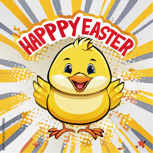 Frohe Ostern Grußkarte mit Küken und Schriftzug