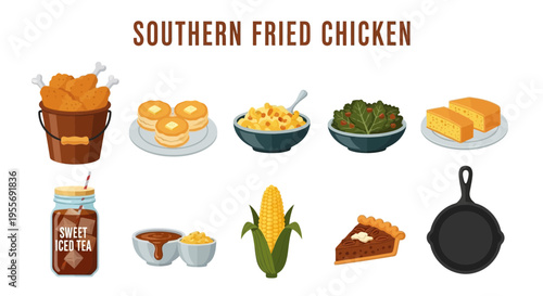 Southern Fried Chicken Food Illustration.