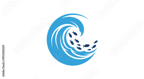 Blue wave with white foam crest.