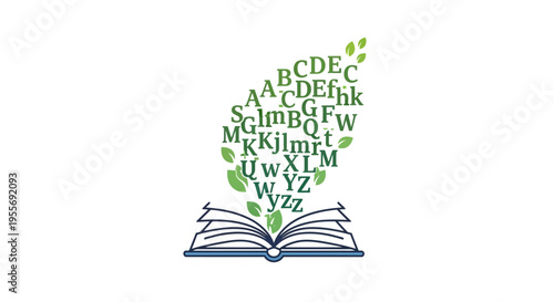 Book with Letters Emerging From It.