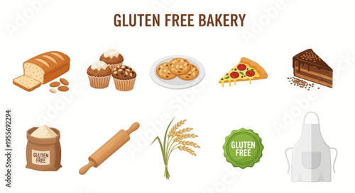 Gluten Free Bakery Food Ingredients Display.