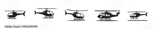 helicopter vector with silhouette style