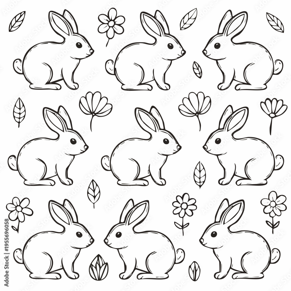 Fototapeta premium Elegante Osterhasen-Silhouetten im Set