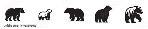 bear vector with silhouette style