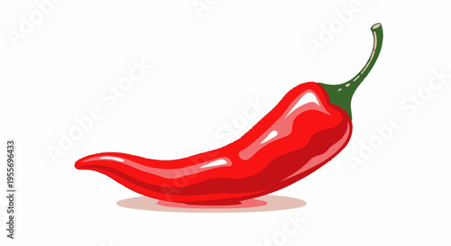 Vibrant Red Chili Pepper Illustration on White Background
