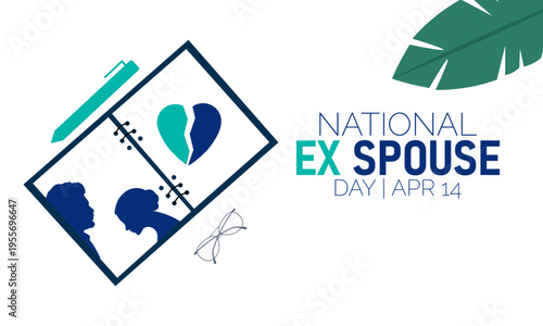 National Ex Spouse Day Heartbreak and separation concept with split hearts, profiles, and notebook, People Profiles