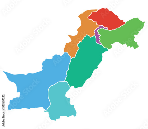 Detailed Simple Colourful Pakistan Map